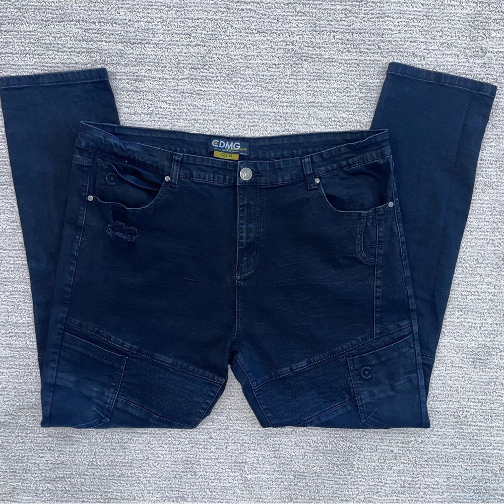 VTG Y2K 90s Men’s 1978 CDMG & Co. Black‎ distressed Cargo Jeans 42x34